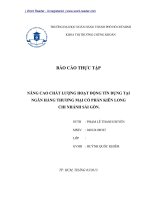 NÂNG CAO CHẤT LƯỢNG HOẠT ĐỘNG TÍN DỤNG TẠI NGÂN HÀNG THƯƠNG MẠI CỔ PHẦN KIÊN LONG, CHI NHÁNH SÀI GÒN
