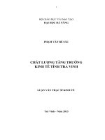 CHẤT LƯỢNG TĂNG TRƯỞNG KINH TẾ TỈNH TRÀ VINH