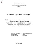 nâng cao hiệu quả sử dụng vốn lưu động tại công ty cổ phần dịch vụ bưu điện hoàng thành