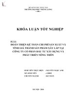 hoàn thiện kế toán tập hợp chi phí sản xuất và tính giá thành sản phẩm xây lắp tại công ty cổ phần đầu tư xây dựng và phát triển nông thôn