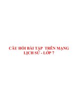 Câu hỏi , bài tập sử 7