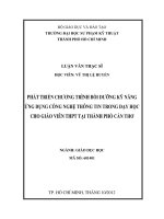 phát triển chương trình bồi dưỡng kỹ năngứng dụng công nghệ thông tin trong dạy họccho giáo viên thpt tại thành phố cần thơ