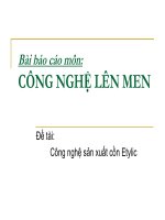 bài báo cáo môn công nghệ lên men đề tài công nghệ sản xuất cồn etylic
