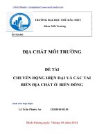 CHUYỂN ĐỘNG HIỆN ĐẠI VÀ CÁC TAI BIẾN ĐỊA CHẤT Ở  BIỂN ĐÔNG_Đồ án ngành Địa chất môi trường