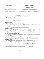 ĐỀ THI HỌC SINH GIỎI TỈNH  MÔN TOÁN 9 - NĂM HỌC 2012 - 2013