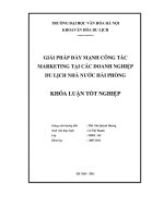 Giải pháp đẩy mạnh công tác marketing tại các doanh nghiệp du lịch nhà nước hải phòng