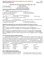 Đề thi HK2 Đồng Nai 2011 Tiếng Anh 12