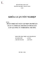 hoàn thiện kế toán tập hợp chi phí sản xuất và tính giá thành sản phẩm xây lắp tại công ty tnhh hồng trường