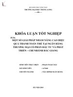 một số giải pháp nhằm nâng cao hiệu quả thanh toán thẻ tại ngân hàng thương mại cổ phần đầu tư và phát triển chi nhánh bắc giang