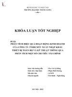 phân tích hiệu quả hoạt động kinh doanh của công ty tnhh mtv xuất nhập khẩu thiết bị toàn bộ và kỹ thuật thông qua phân tích một số chi tiêu tài chính
