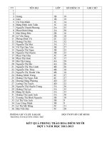 KẾT QUẢ PHONG TRÀO HOA ĐIỂM 10 ĐỢT 1