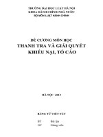 ĐỀ CƯƠNG MÔN HỌC THANH TRA VÀ GIẢI QUYẾT  KHIẾU NẠI, TỐ CÁO