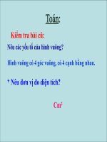 Toán 3 tuần 29: Diện tích hình vuông