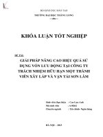 giải pháp nâng cao hiệu quả sử dụng vốn lưu động tại công ty trách nhiệm hữu hạn một thành viên xây lắp và vận tải sơn lâm