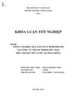 âng cao hiệu quả sản xuất kinh doanh tại công ty tnhh một thành viên nước sạch hà đông