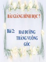 bài giảng hình học 7 chương 1 bài 2 hai đường thẳng vuông góc