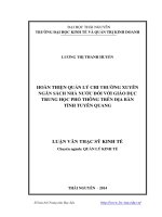 hoàn thiện quản lý chi thường xuyên ngân sách nhà nước đối với giáo dục trung học phổ thông trên địa bàn tỉnh tuyên quang
