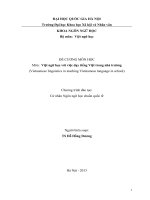 ĐỀ CƯƠNG MÔN HỌC  Môn:  Việt ngữ học với việc dạy tiếng Việt trong nhà trường (Vietnamese linguistics in teaching Vietnamese language in school)