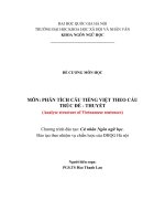 ĐỀ CƯƠNG MÔN HỌC MÔN: PHÂN TÍCH CÂU TIẾNG VIỆT THEO CẤU TRÚC ĐỀ  THUYẾT