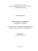 ĐỀ CƯƠNG MÔN HỌC     MÔN: CƠ SỞ NGỮ NGHĨA HỌC (Introduction to Semantics