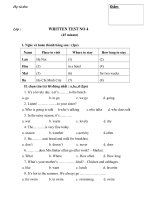 đề kiểm tra môn tiếng anh lớp 6 lan 4