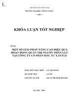 một số giải pháp nâng cao hiệu quả hoạt động quản trị nguồn nhân lực tại công ty cổ phần đầu tư x.style