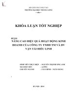 nâng cao hiệu quả hoạt động kinh doanh của công ty tnhh tm và dv vận tải hiếu linh