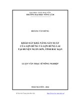 khảo sát khả năng sản xuất của lợn rừng và lợn rừng lai tại huyện ngân sơn, tỉnh bắc kạn