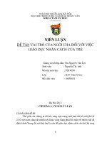 Vai trò của người cha đối với việc giáo dục nhân cách của trẻ