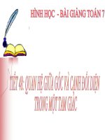 bài giảng hình học 7 chương 3 bài 1 quan hệ giữa góc và cạnh đối diện trong một tam giác