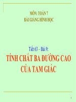 bài giảng hình học 7 chương 3 bài 9 tính chất ba đường cao của tam giác
