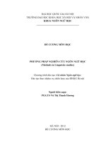 ĐỀ CƯƠNG MÔN HỌC PHƯƠNG PHÁP NGHIÊN CỨU NGÔN NGỮ HỌC (Methods in Linguistic studies