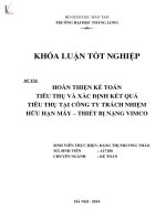 hoàn thiện kế toán tiêu thụ và xác định kết quả tiêu thụ tại công ty tnhh máy - thiết bị nặng vimco