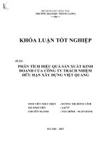 phân tích hiệu quả sản xuất kinh doanh của công ty trách nhiệm hữu hạn xây dựng việt quang khóa