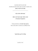 ĐỀ CƯƠNG MÔN HỌC  MÔN: NGỮ DỤNG HỌC TIẾNG VIỆT (Vietnamese Pragmatics)
