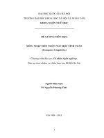 ĐỀ CƯƠNG MÔN HỌC  MÔN: NHẬP MÔN NGÔN NGỮ HỌC TÍNH TOÁN (Computer Linguistics)