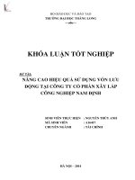 nâng cao hiệu quả sử dụng vốn lưu động tại công ty cổ phần xây lắp công nghiệp nam định