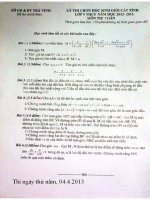 Thi học sinh giỏi Toán cấp tỉnh - Trà Vinh 2013