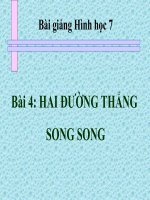 bài giảng hình học 7 chương 1 bài 4 hai đường thẳng song song