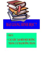 bài giảng hình học 7 chương 1 bài 3 các góc tạo bởi một đường thẳng cắt hai đường thẳng