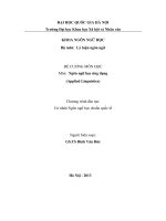 ĐỀ CƯƠNG MÔN HỌC  Môn:  Ngôn ngữ học ứng dụng (Applied Linguistics)