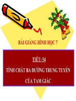 bài giảng hình học 7 chương 3 bài 8 tính chất ba đường trung trực của tam giác