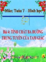 bài giảng hình học 7 chương 3 bài 4 tính chất ba đường trung tuyến của tam giác