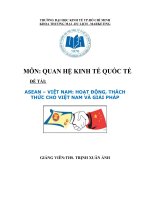 Cơ Hội và Thách Thức Cho Việt Nam Trong Hiệp Định Việt Nam  ASEAN