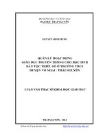 quản lý hoạt động giáo dục truyền thống cho học sinh dân tộc thiểu số ở trường thcs huyện võ nhai - thái nguyên