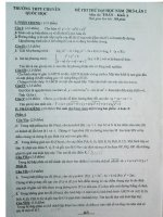 Đề thi thử QUỐC HỌC Huế Lần 3