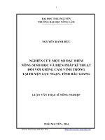 nghiên cứu một số đặc điểm nông sinh học và biện pháp kĩ thuật đối với giống cam vinh trồng tại huyện lục ngạn, tỉnh bắc giang