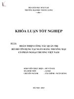 hoàn thiện công tác quản trị rủi ro tín dụng tại ngân hàng thương mại cổ phần ngoại thương việt nam