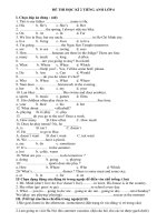 ĐỀ THI+ĐÁP ÁN ĐỀ KIỂM TRA TIẾNG ANH CUỐI HKII