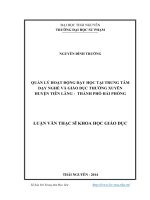 quản lý hoạt động dạy học tại trung tâm dạy nghề và giáo dục thường xuyên huyện tiên lãng - thành phố hải phòng